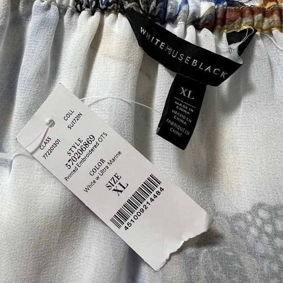 White House Black Market embroidered off the shoulder floral print top XL - Picture 8 of 9